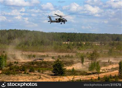 "UH-60 Blackhawk and Apache. International Military Training "Saber Strike 2017", Adazi, Latvia, from 3 to 15 June 2017. US Army Europe-led annual International militaryexercise Saber Strike Field Training Exercisein Latvia."