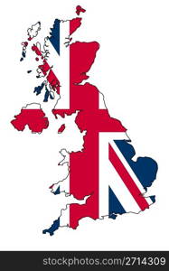 UK map. UK map with Union Jack flag