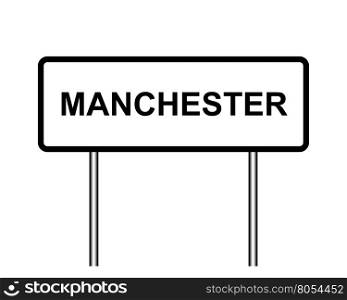 UK town sign illustration, Manchester. United Kingdom town sign illustration, city of Manchester