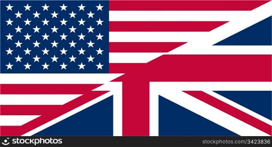 UK USA flags. Illustration of UK and USA flags interweaved