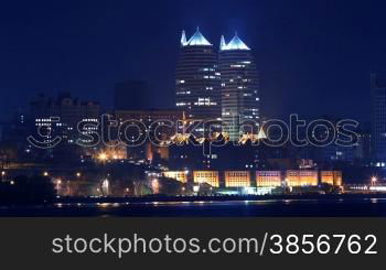 Ukraine. Dnepropetrovsk. time lapse of night city.