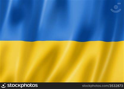 Ukraine flag, three dimensional render, satin texture. Ukrainian flag