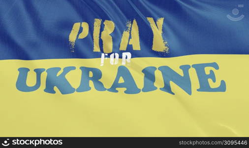 Ukraine flag waving animation with Pray for Ukraine text. Stop the war in Ukraine concept.