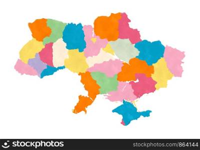 Ukraine map in watercolors over white background