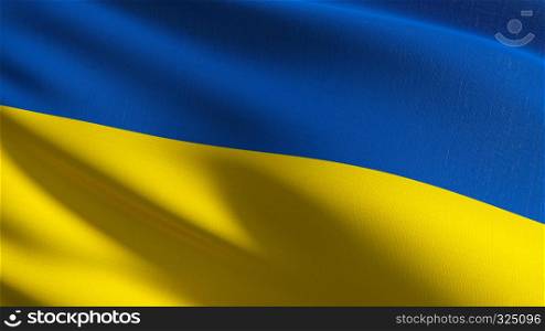 Ukraine national flag blowing in the wind isolated. Official patriotic abstract design. 3D rendering illustration of waving sign symbol.