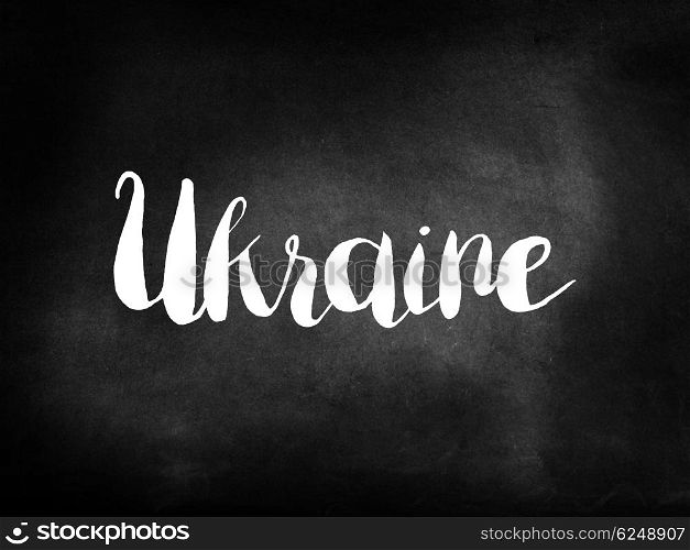 Ukraine written on a blackboard