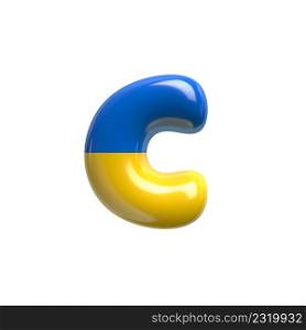 Ukrainian flag letter C - Small 3d Ukrainian font isolated on white background. This alphabet is perfect for creative illustrations related but not limited to Ukraine, Russia, politics...