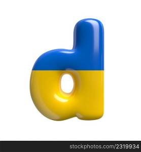Ukrainian flag letter D - Small 3d Ukrainian font isolated on white background. This alphabet is perfect for creative illustrations related but not limited to Ukraine, Russia, politics...