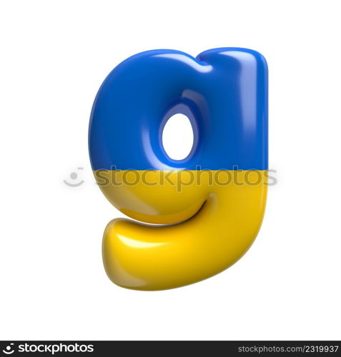 Ukrainian flag letter G - Lowercase 3d Ukrainian font isolated on white background. This alphabet is perfect for creative illustrations related but not limited to Ukraine, Russia, politics...