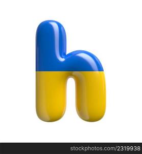 Ukrainian flag letter H - Small 3d Ukrainian font isolated on white background. This alphabet is perfect for creative illustrations related but not limited to Ukraine, Russia, politics...