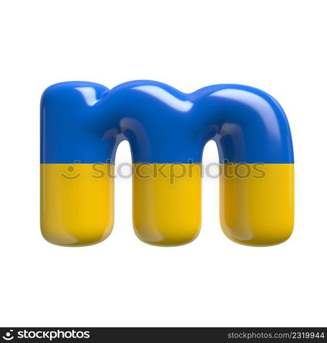 Ukrainian flag letter M - Small 3d Ukrainian font isolated on white background. This alphabet is perfect for creative illustrations related but not limited to Ukraine, Russia, politics...