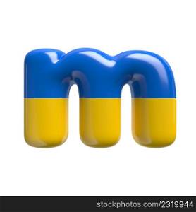 Ukrainian flag letter M - Small 3d Ukrainian font isolated on white background. This alphabet is perfect for creative illustrations related but not limited to Ukraine, Russia, politics...