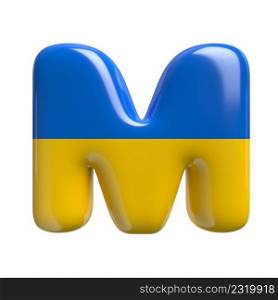 Ukrainian flag letter M - Upper-case 3d Ukrainian font isolated on white background. This alphabet is perfect for creative illustrations related but not limited to Ukraine, Russia, politics...