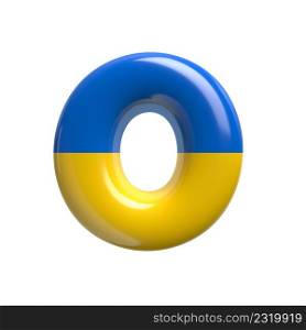 Ukrainian flag letter O - Capital 3d Ukrainian font isolated on white background. This alphabet is perfect for creative illustrations related but not limited to Ukraine, Russia, politics...