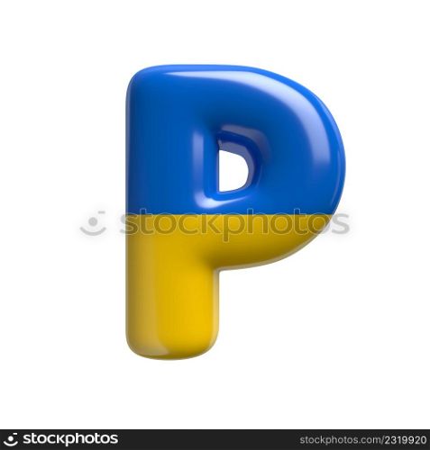 Ukrainian flag letter P - Capital 3d Ukrainian font isolated on white background. This alphabet is perfect for creative illustrations related but not limited to Ukraine, Russia, politics...