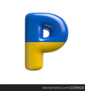 Ukrainian flag letter P - Capital 3d Ukrainian font isolated on white background. This alphabet is perfect for creative illustrations related but not limited to Ukraine, Russia, politics...