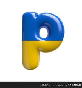 Ukrainian flag letter P - Small 3d Ukrainian font isolated on white background. This alphabet is perfect for creative illustrations related but not limited to Ukraine, Russia, politics...