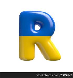 Ukrainian flag letter R - Capital 3d Ukrainian font isolated on white background. This alphabet is perfect for creative illustrations related but not limited to Ukraine, Russia, politics...