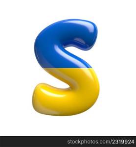 Ukrainian flag letter S - Capital 3d Ukrainian font isolated on white background. This alphabet is perfect for creative illustrations related but not limited to Ukraine, Russia, politics...