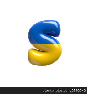 Ukrainian flag letter S - Lower-case 3d Ukrainian font isolated on white background. This alphabet is perfect for creative illustrations related but not limited to Ukraine, Russia, politics...
