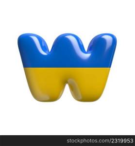 Ukrainian flag letter W - Lower-case 3d Ukrainian font isolated on white background. This alphabet is perfect for creative illustrations related but not limited to Ukraine, Russia, politics...