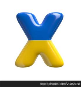Ukrainian flag letter X - Capital 3d Ukrainian font isolated on white background. This alphabet is perfect for creative illustrations related but not limited to Ukraine, Russia, politics...
