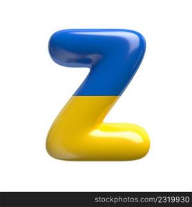 Ukrainian flag letter Z - Capital 3d Ukrainian font isolated on white background. This alphabet is perfect for creative illustrations related but not limited to Ukraine, Russia, politics...