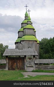 Ukrainian historical country wood church, (museum of Ukrainian folk architecture in Pirogovo village (near Kiev))