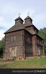 Ukrainian historical country wood church, (museum of Ukrainian folk architecture in Pirogovo village (near Kiev))