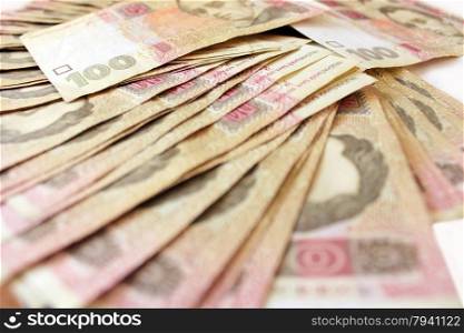 Ukrainian money of value 100. Ukrainian money of value 100 put by fan