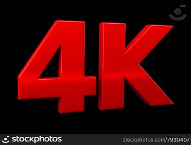 Ultra HD 4k icon. 4K letters on black background
