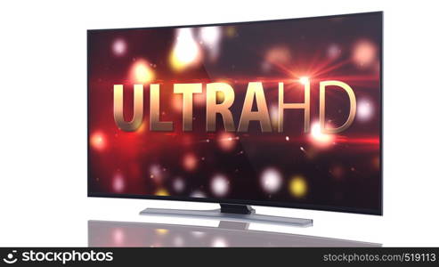 UltraHD Smart Tv with Curved screen on white background