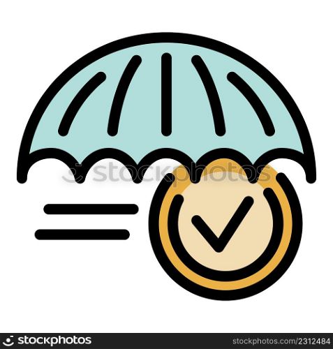 Umbrella reliability icon. Outline umbrella reliability vector icon color flat isolated. Umbrella reliability icon color outline vector