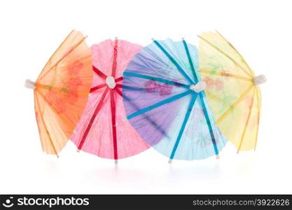 umbrellas for cocktails isolated on white background.