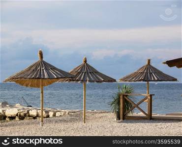 umbrellas on the exotic beach