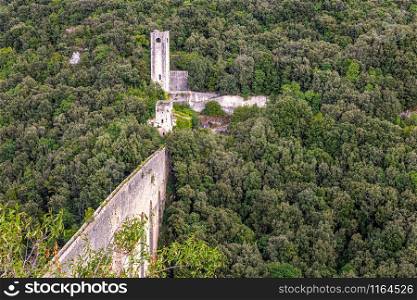 Umbria (Italy), ancient fortress hidden by a green forest