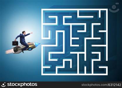 Uncertainty concept with businessman lost in maze labyrinth. The uncertainty concept with businessman lost in maze labyrinth