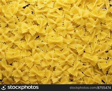 Uncooked farfalle pasta. Top view of bright background image.