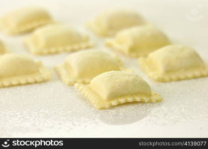 Uncooked Ravioli close up