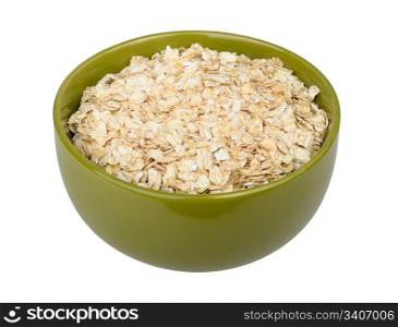 uncooked rolled oats isolated on white background