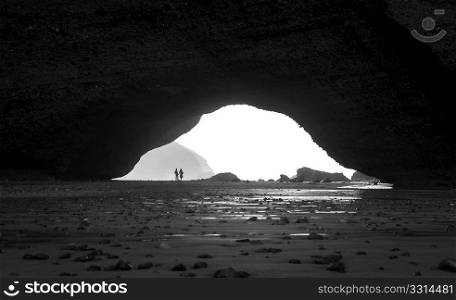 under arch rock formation in Morocco
