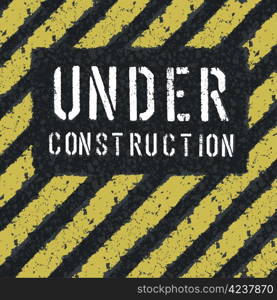 Under construction message on asphalt background. Vector, EPS8