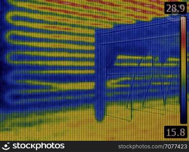 Under Wall Central Heating Inspection Thermal Image