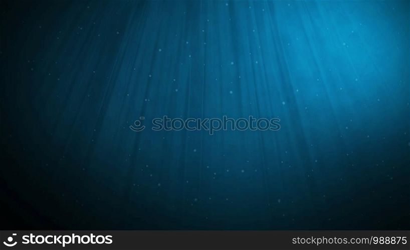 Under Water deep clear blue ocean, beautiful lighting reflections curtain and bubble animation 3D rendering