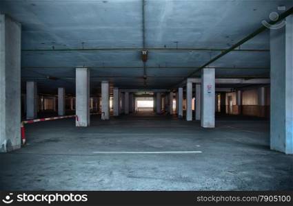Underground empty parking in hdr image. Nobody.