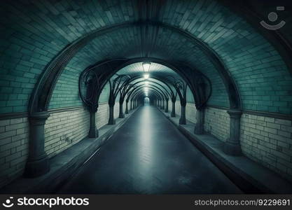 Underground subway tunnels in dirty obsolete condition. Neural network AI generated art. Underground subway tunnels in dirty obsolete condition. Neural network generated art