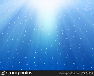 Underwater background with bubbles and light shining from above