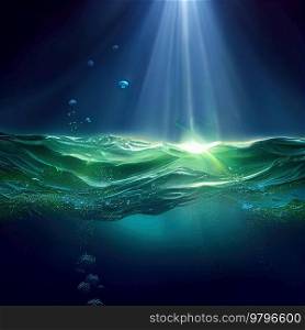 underwater bottom seascape background with clear water with bubbles. underwater sea scape