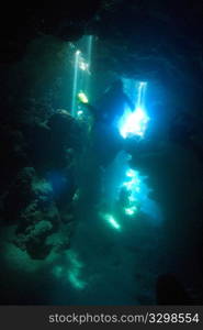 Underwater cave scene