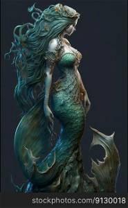 underwater fantasy world beautiful mermaid with tail in ocean created by generative AI 